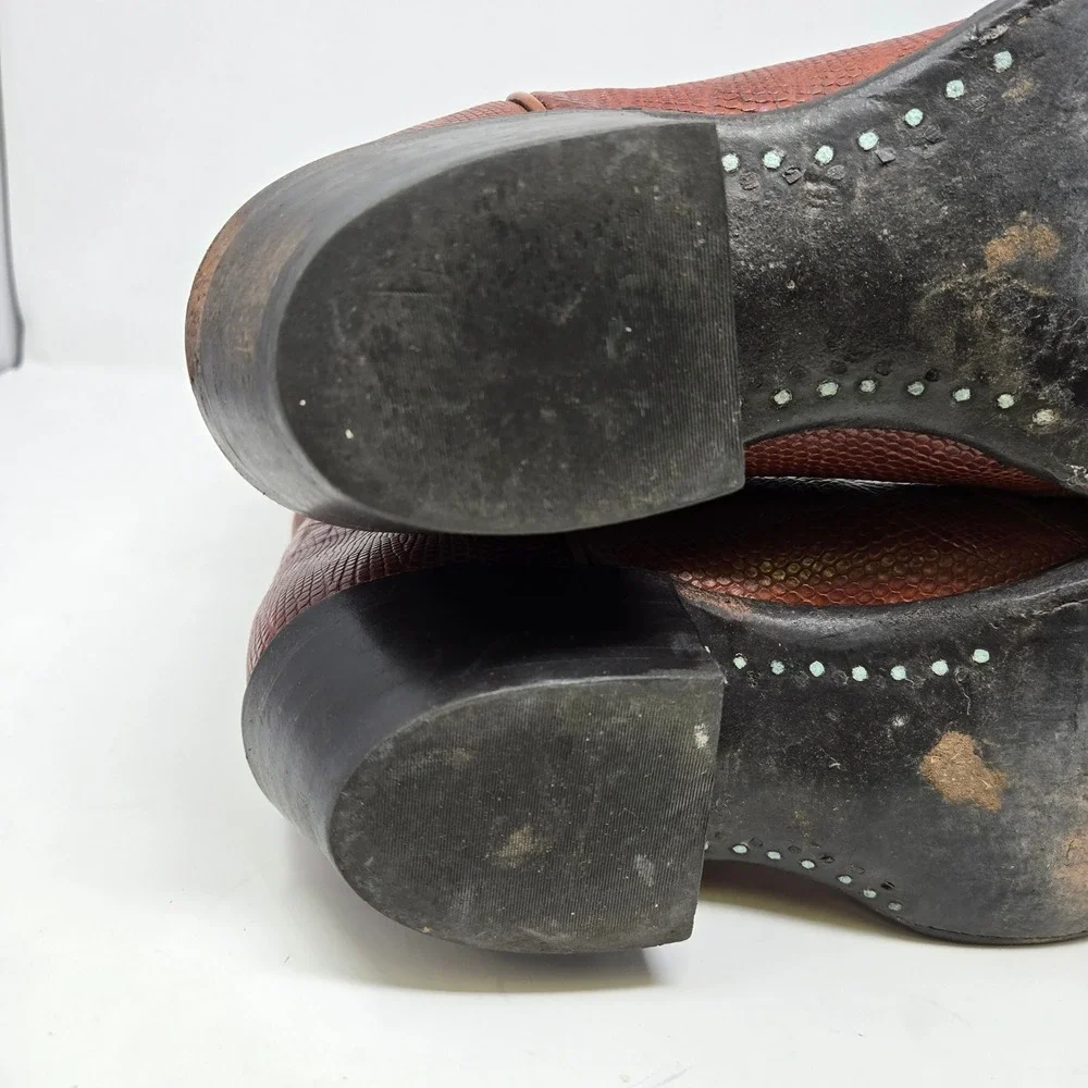 Mens Brown Lizard Skin Western Cowboy Boots Pointed Toe Stitched Leather 8.5D - Picture 9 of 14